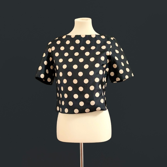 Vintage Tops - Vintage Silk Polka-Dot Crop Top | EXCELLENT!